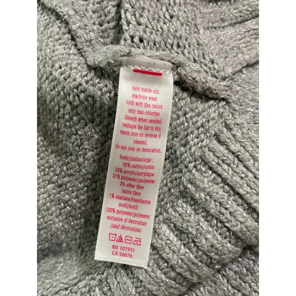 Justice Grey kids Girls Corgi Puppy Dog With Scarf Sweater Size 14/16 Used